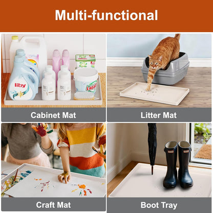ukeetap Extra Thick Silicone Mat Waterproof with Raised Edge 19” x 12”, BPA Free Non-Slip Dog & Cat Food Mat, Feeding Mat for Food and Water Bowls, Spill Proof Mat to Protect Floors, Black
