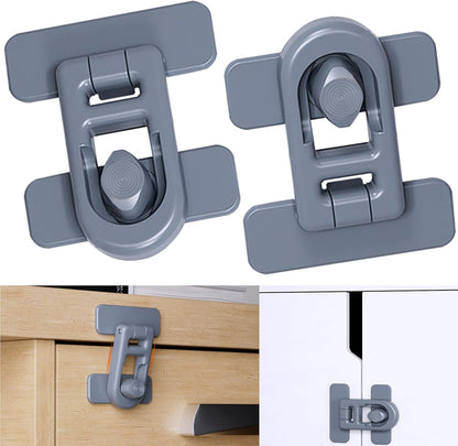 RV Camper Refrigerator Lock, 180° Swivel 90 Degree Adhesive Childproof Fridge Latch for Cabinet No Drill, Baby Proofing Freezer Oven Drawer, Renter Friendly Safety Lock for Toddler Cat 2PCS