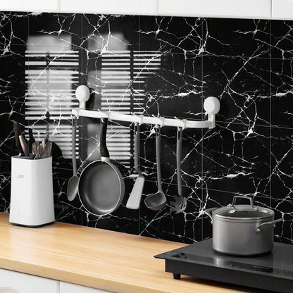 Chejiaye 10pcs Marble Peel and Stick Backsplash Waterproof Washroom Wall Panels, Peel and Stick Tile, PVC Foam Wall Panels for Kitchen,Bathroom,Living Room,Blue and Gold(Not Real Tile,11.8" x 11.8")