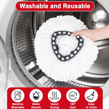 2 Pack Mop Heads Replacements - 40% More Cleaning Power, Spin Mop Heads Replacements for O Cedar Easy Wring 1-Tank System, Deep Cleaning, Microfiber and Machine Washable