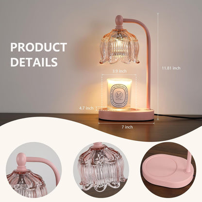 MEIXISUE Candle Warmer Lamp with Timer and Dimmer,Electric Gold Light Gifts for Women Melt Wax Warmer Lamp with 2 Bulbs for Candle Jars House Warming New Home Decor Bedroom