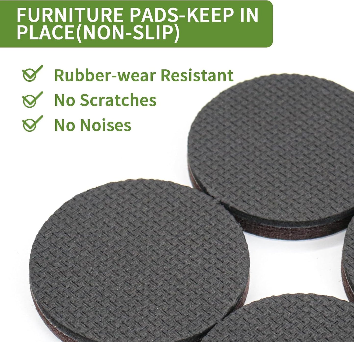 Non Slip Furniture Pads 36 PCS 1'' Square - Anti Slip Furniture Pads - Self Adhesive Rubber Feet Furniture Feet - Chair Leg Floor Protectors - Keep Furniture in Place
