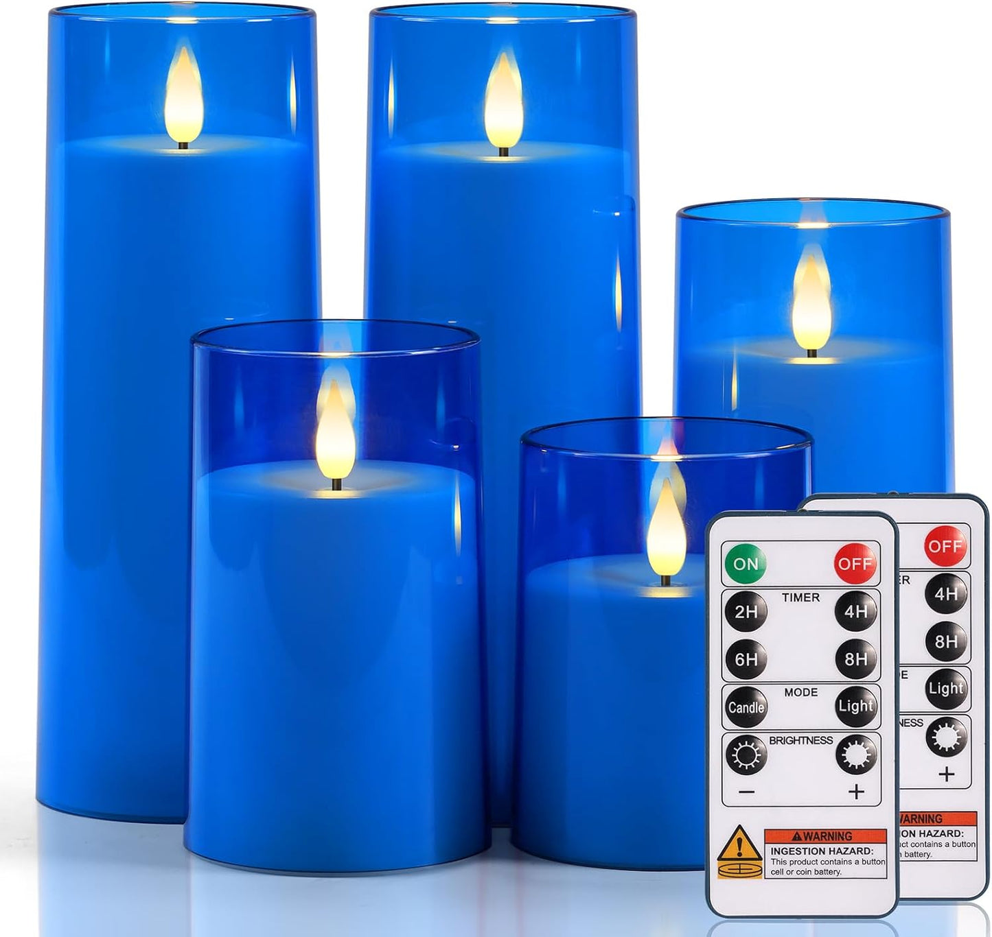 Raycare Flameless Candles Battery Operated with Remote Timer, Acrylic Flickering LED Pillar Candle for Christmas, Wedding, Home Decor, Gift for Family and Friend, White, Set of3
