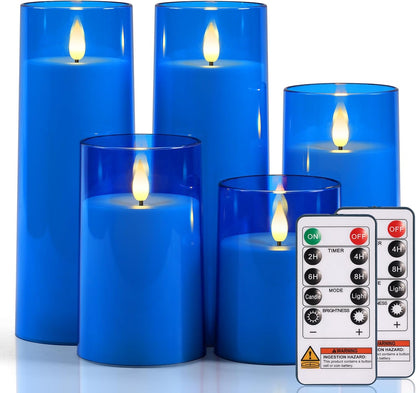 Raycare Flameless Candles Battery Operated with Remote Timer, Acrylic Flickering LED Pillar Candle for Christmas, Wedding, Home Decor, Gift for Family and Friend, White, Set of3