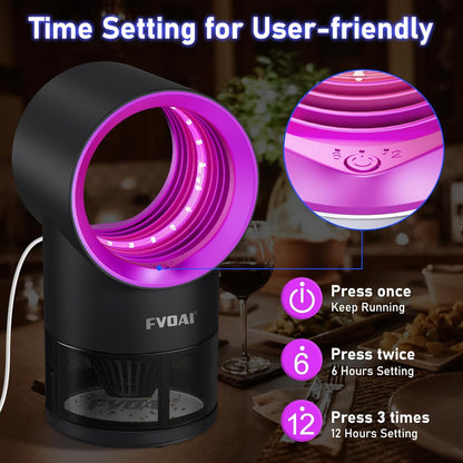 FVOAI Fruit Fly Trap for Indoors, Fly Traps for Home Gnat Traps House Indoor, Indoor Insect Trap with Time Setting, 10 Sticky Glue Boards (Pink)