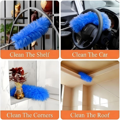 Duster Cleaning Kit 4 Pack, with Extra Long Extension Pole 110 inch,Washable Dusters for Cleaning Furniture, Ceiling Fan,Blinds, Baseboard, Cobwebs, Car, Home & Office Cleaning Supplies