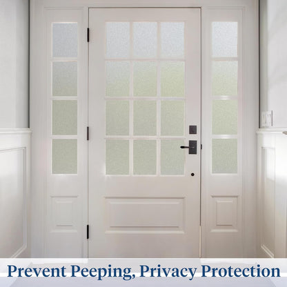 Haton Reeded Glass Window Privacy Film, Static Cling Non-Adhesive Frosted Film, UV Blocking Heat Control Removable Window Sticker for Bathroom Door Home Office, 17.5" x 78.7"