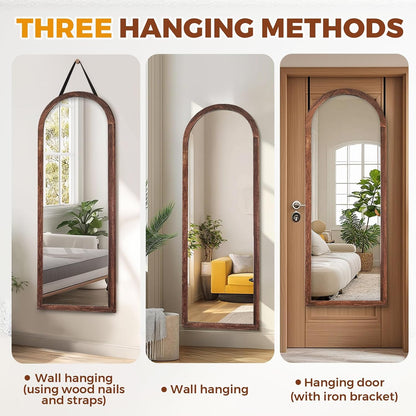 Full Length Mirror 65"x22" with Stand Solid Wood Frame Floor Large Mirror for Living Room, Bedroom Hanging Standing or Leaning Wall-Mounted, New Black