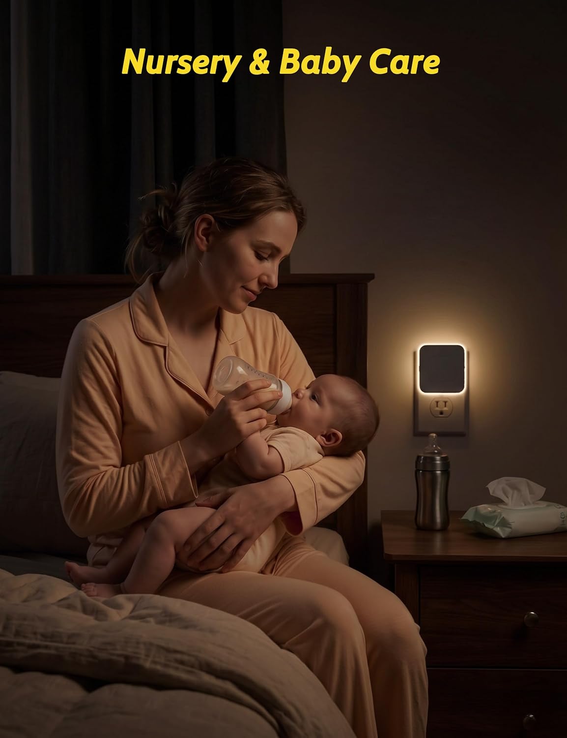 Sujeet Motion Sensor Night Light, Dimmable Plug in LED Nightlight 1-80lm Adjustable Brightness, 4 Pack Warm White with Dusk to Dawn Sensor & Backlit, Wall Night Light for Bathroom, Hallway, Stairs