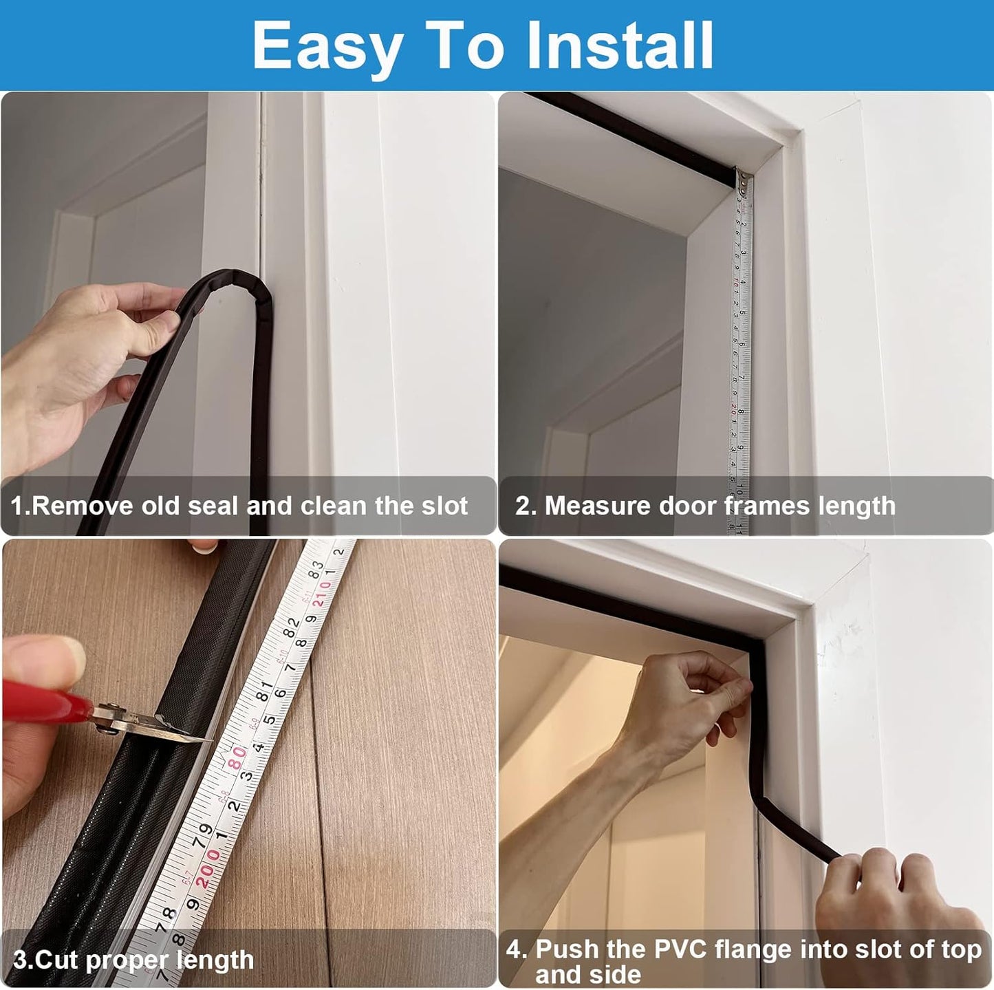 40FT Kerf V‑Shaped Weather Stripping Door Seal, Press‑in Seal for Pre‑Cut Slot Doors, Not Self‑Adhesive, Soundproof Draft Blocker for Exterior Front Doors, Fits Large Gaps, Easy DIY Install (White)
