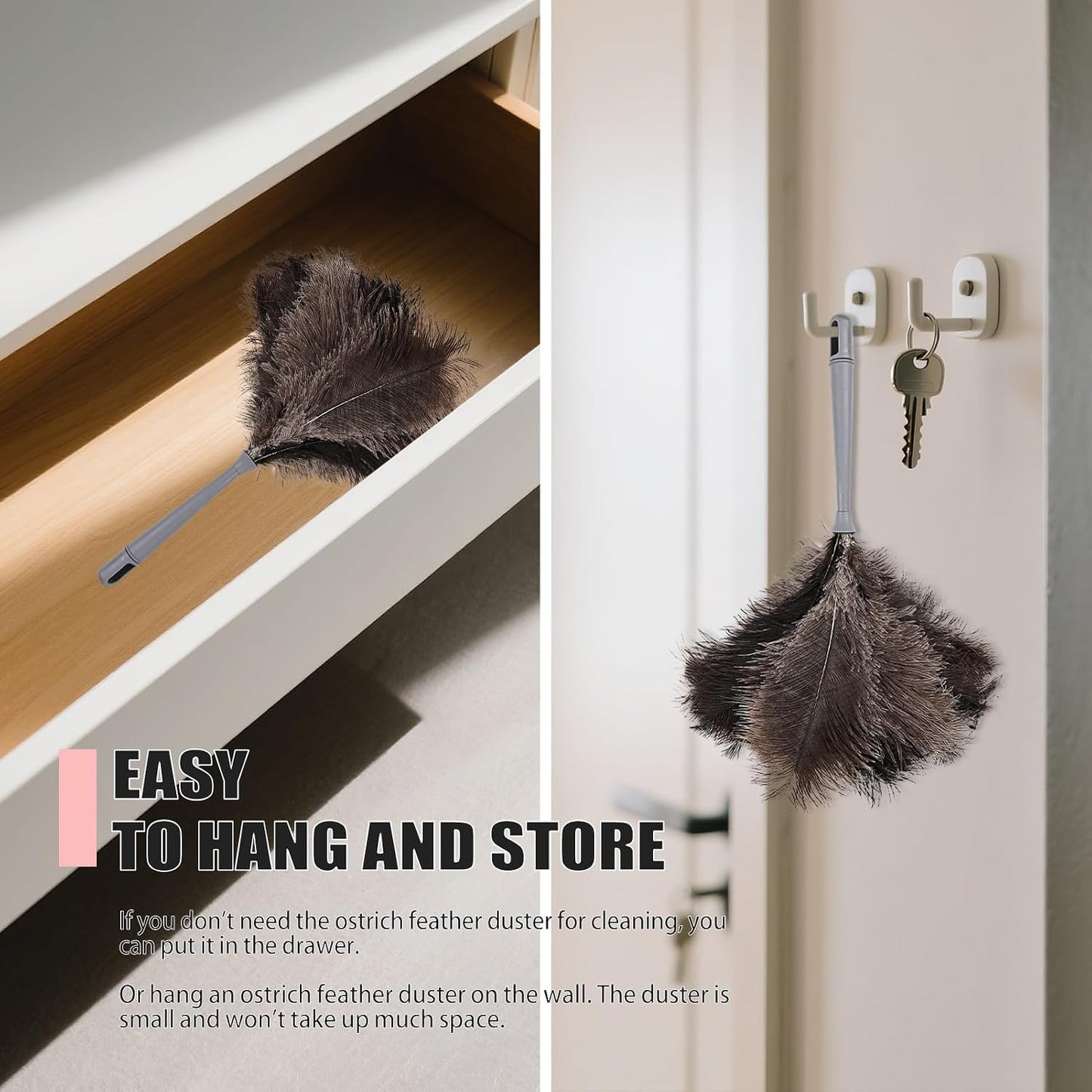 Extendable Cleaning Duster 94 Inch - Long Telescoping Ostrich Feather Dusters with Stainless Steel Extension Pole for High Ceiling Fan, High Ceilings,Roof Dusting