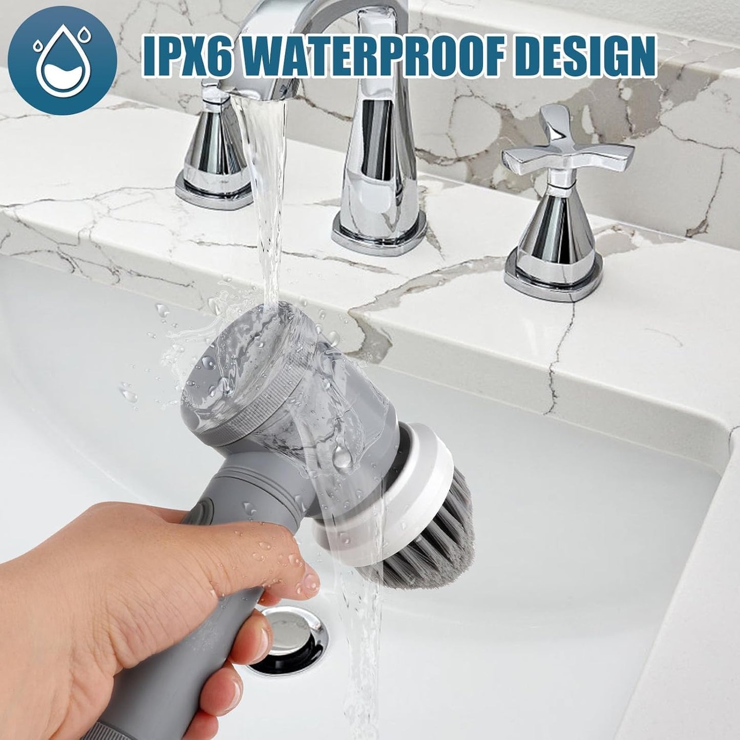 Electric Spin Scrubber - Shower Scrubber,Bathroom Scrubber Electric,for Cleaning Tub, Floor, Tile, Window, Sink, Kitchen Cleaning with 6 Electric Cleaning Brush Head (8)