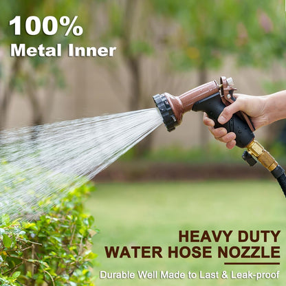 FANHAO Metal Garden Hose Nozzle, Heavy Duty Water Hose Sprayer with 6 Spray Patterns, High Pressure Water Hose Nozzle with Rear Trigger, Ideal for Outdoor Lawn & Plant Watering, Car & Pet Washing