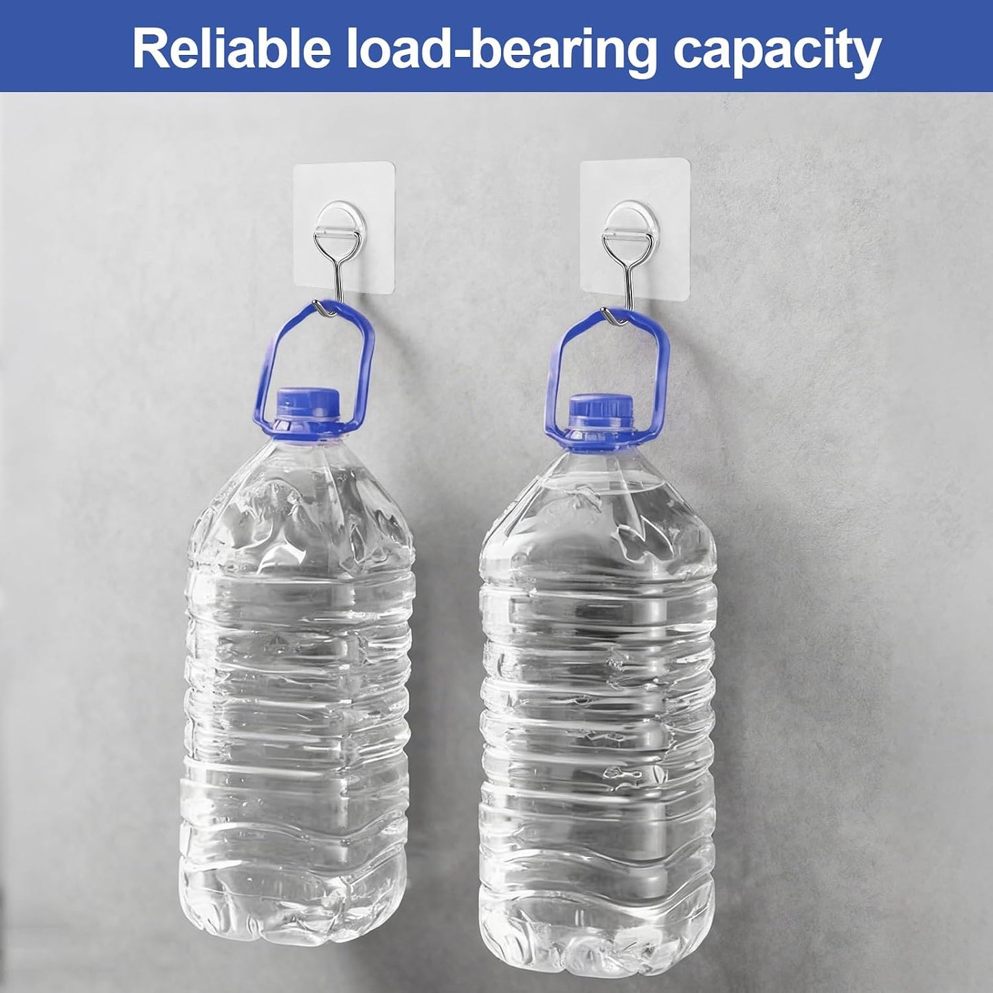 Adhesive Wall Hooks for Hanging Heavy Duty Coat - 13LBS (Max) Transparent Waterproof Hook Multiple Uses Stainless Steel Hooks for Shower Kitchen Bathroom Office Utility Hook 10 Pack