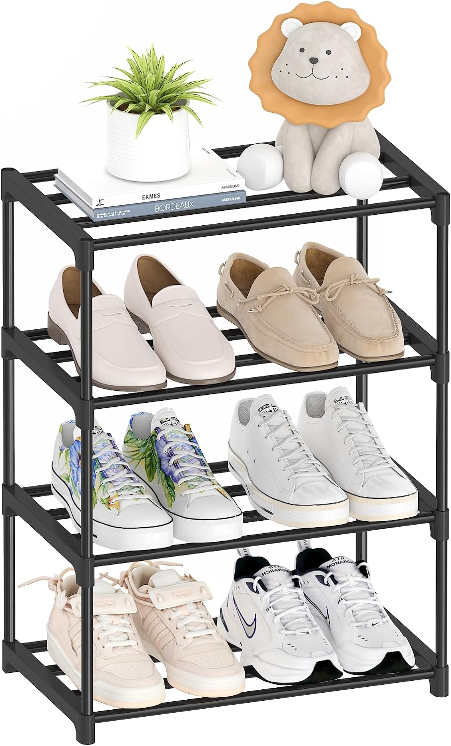 Autonomier 3 Tier Extra Small Shoe Rack (16.3" Wide), Narrow Stackable Shoe Shelf for Kids Toddler Adult, Lightweight Shoe Rack Stand for Closet Dorm Storage Organizer, Front Door Entrance, Entryway