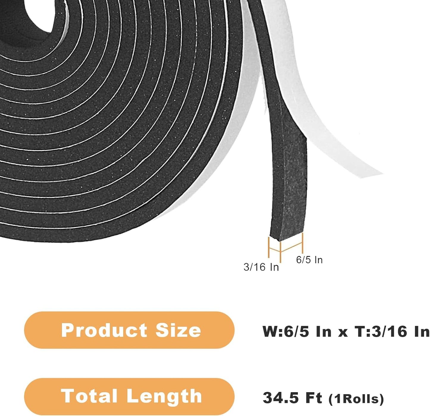 Weather Stripping Door Seal Strip for Doors and Windows, 1In x 1/8In x 33Ft x 2 Roll Foam Insulation Tape Self Adhesive,Sound Proof,Weatherstrip,Pipe Cooling, Air Conditioning Seal Strip - Colors B
