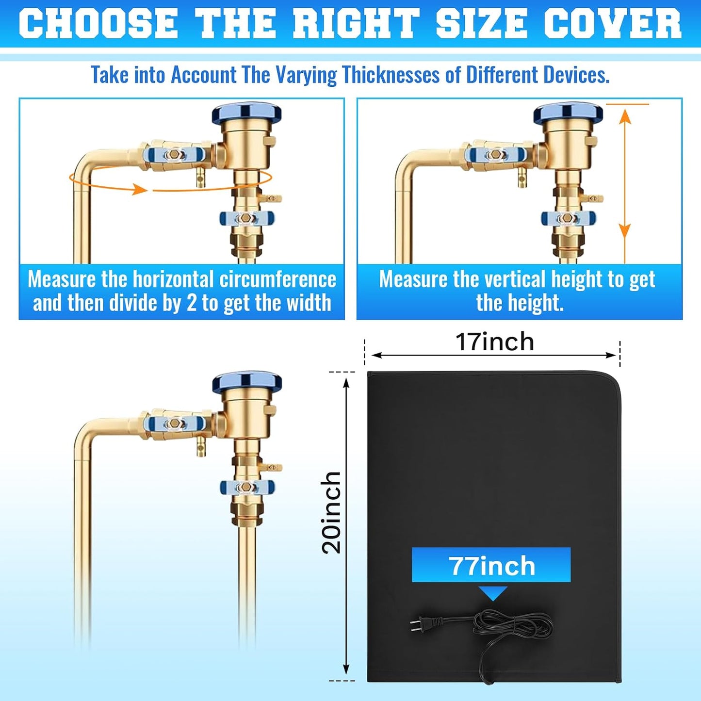 1 Pcs 25.2" L x14 W Electric Heated Outdoor Faucet Cover for Winter Freeze Protection Heating Hose Bib Covers for Winter, Water Pipe Heater for Garden Faucet Insulated Spigot Protector, Black