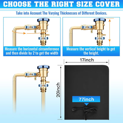 1 Pcs 25.2" L x14 W Electric Heated Outdoor Faucet Cover for Winter Freeze Protection Heating Hose Bib Covers for Winter, Water Pipe Heater for Garden Faucet Insulated Spigot Protector, Black