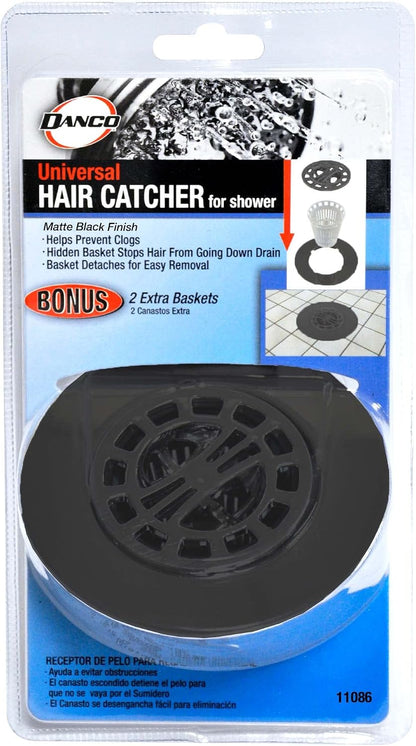 Danco Snap-in Shower Drain Cover with in-Drain Hair Catcher, 4-1/4" Round, White Strainer, (10533)