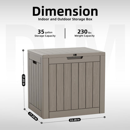 EasyUp 35 Gallon Outdoor Storage Box, Outdoor Deck Boxes for Garden Tools Equipment,Cushions and Patio Storage,Lockable and Resin,Easy to Install(Black)