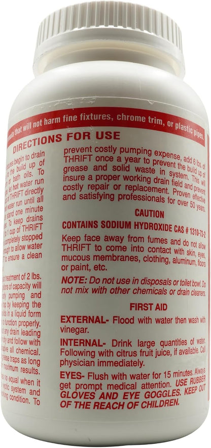 Thrift T-100 Odorless Drain Cleaner – Hot Water Activated Drain Cleaner for Small Drains, Grease Traps, Septic Systems & Sewer Lines – 1 Pound Bottle