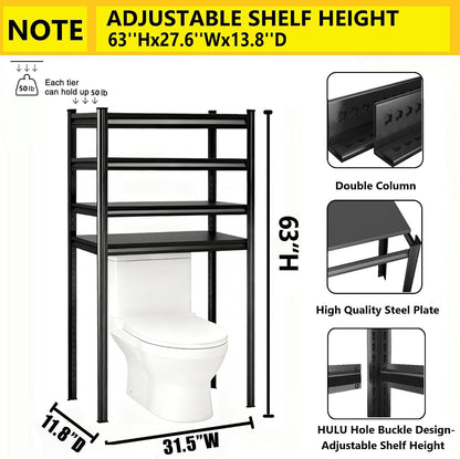 Over The Washer and Dryer Storage Shelf, Height-Adjustable 4-Tier Metal Heavy Duty Over The Washer, Organizer Rack for Washer Dryer, Laundry Room Organizer Rack, Multi-Functional Storage Shelf