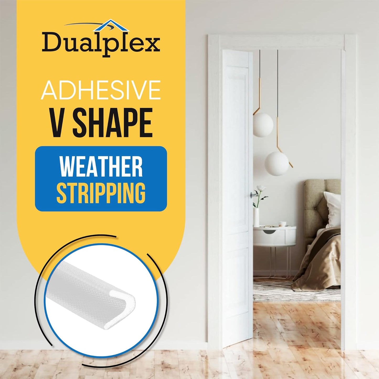 Adhesive V Shape Weatherstrip, Weather Stripping Door Seal Strip Foam Door Frame Insulation Side Jamb Bottom Groove Gap Filler Soundproof V Weatherstripping (Black, 1/2 in x 1/2 in x 26 Ft)
