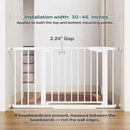 Cumbor 30-46" Baby Gate for Stairs, Mom's Choice Awards Winner-Auto Close Dog Gate for The House, Gifts for Mom, Easy Install Pressure Mounted Pet Gates for Doorways, Black
