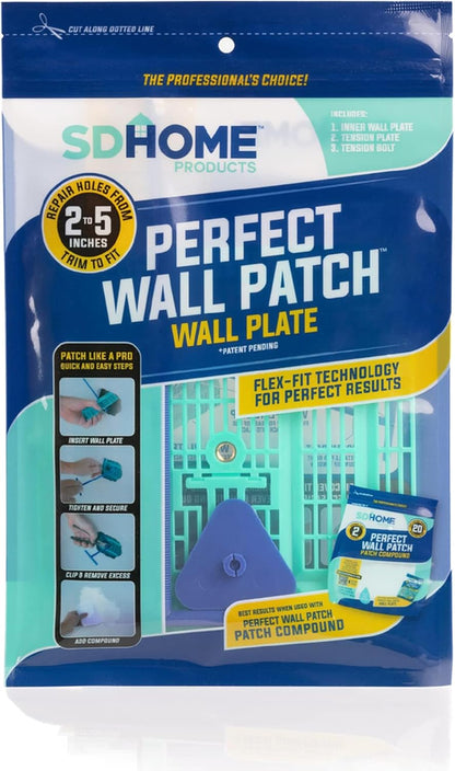 Wall Patch Repair Plate by SD Home, 1-Pack Drywall Backing Plates, 2-5” Hole Repair Patch, Easy & Quick DIY Patching