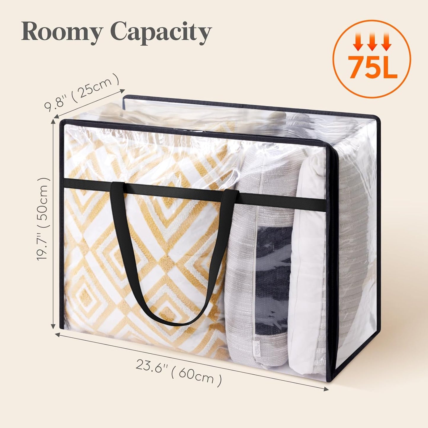 Lifewit 8 Pack Clear Clothes Storage Bags, 60L Plastic Blanket Storage Bag, Vinyl Foldable Moving Bags with Zipper, Closet Organizers and Storage Containers for Bedding, Duvet, Comforter