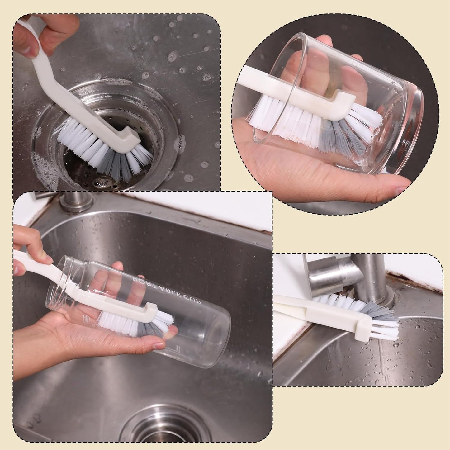 Kitchen Scrub Brush, Angle Cleaning Brush Right Angle Scrub Brushes Cleaning Dish Scrub Brushes for Sink Household Dish Edge Corners Small Space Crevice Cleaning with Stiff Bristles
