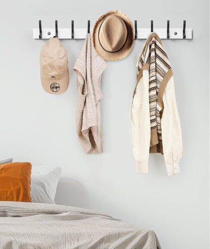 Optish Coat Rack Wall Mount, 16.5 Inches Wood Coat Hooks, Wall Hooks for Hanging, Hat Rack Bag Hanger Key Holder for Wall, Purse Hanger Towel Racks for Bathroom (1Pack, Brown)