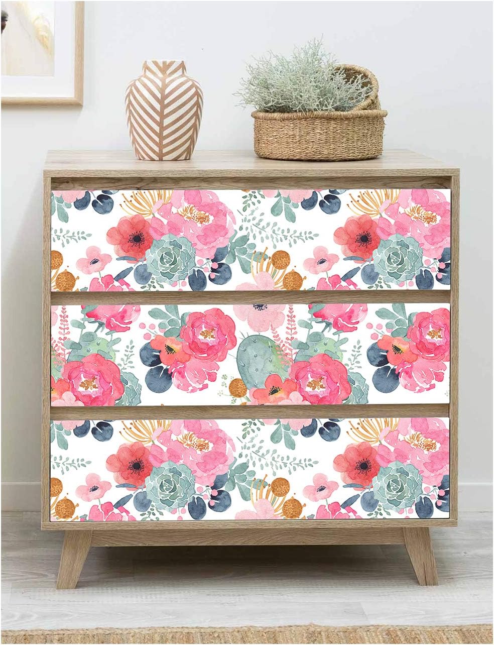 Floralplus Floral Wallpaper Peel and Stick Removable Wallpaper Boho Renter Friendly Dark Flower Wallpapers Contact Paper for Walls Cabinet Bedroom Bathroom Decor 17.5 in x 118 in