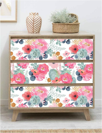 Floralplus Floral Wallpaper Peel and Stick Removable Wallpaper Boho Renter Friendly Dark Flower Wallpapers Contact Paper for Walls Cabinet Bedroom Bathroom Decor 17.5 in x 118 in