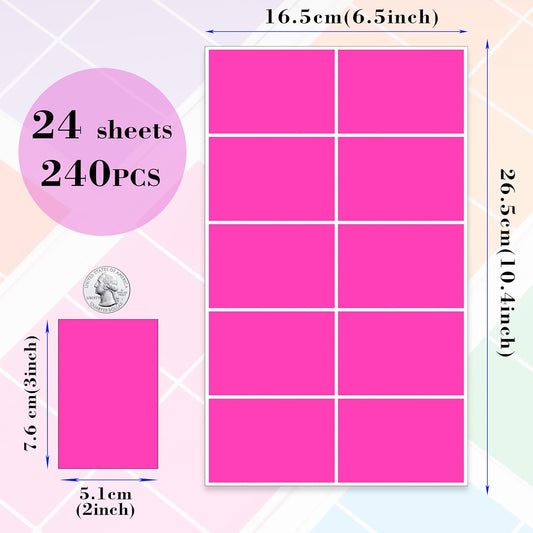 YSHIHE Colored Labels Stickers 3 x 2 Inch，8 Color Moving Labels - 240 Pack | Rectangular Large Color Coding Labels Name Tags Moving Labels for Moving Inventory,Office