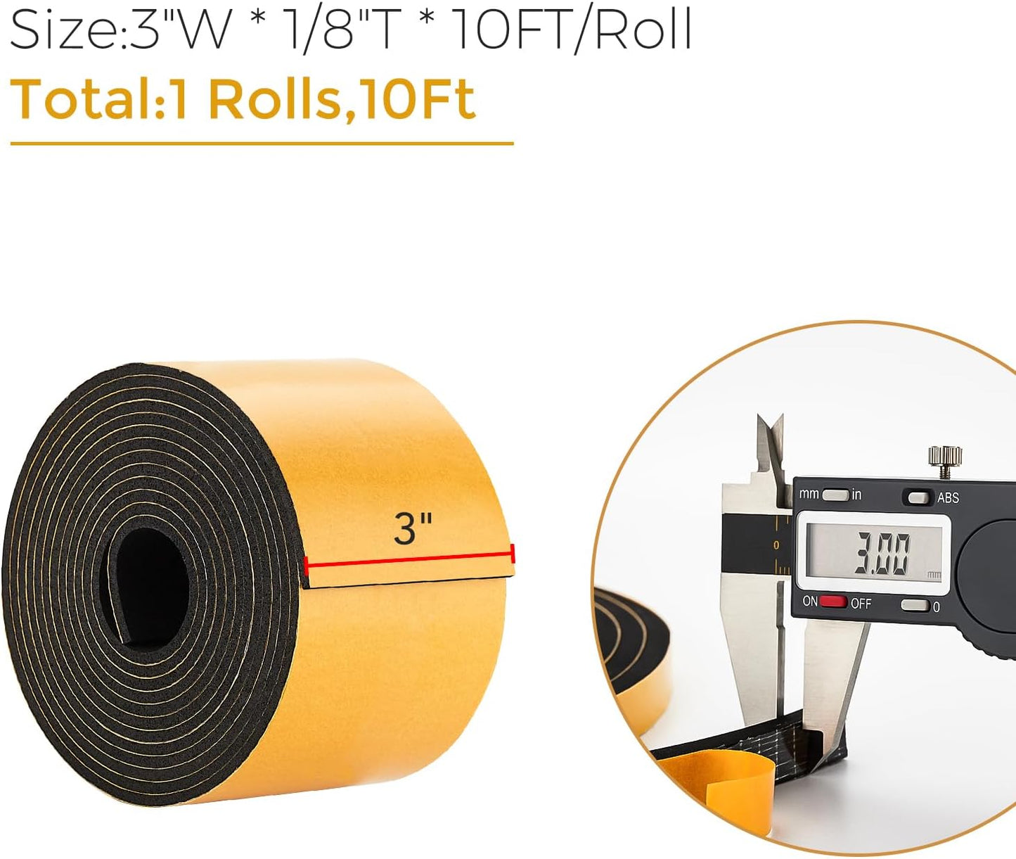 33 Feet Weather Stripping Door Seal- 1/2" Wide X 1/4" Thick Door Bottom Seal Strip High Density Foam Tape Adhesive Rubber Strip for Door Soundproofing,Window Insulation (1/2" x 1/4" x 33FT,Black)