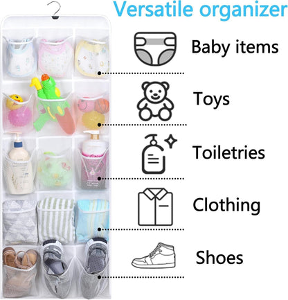 MISSLO 30 Large Pockets Dual Sided Hanging Shoe Organizer for Closet with Rotating Hanger Hanging Shoe Shelves, Grey