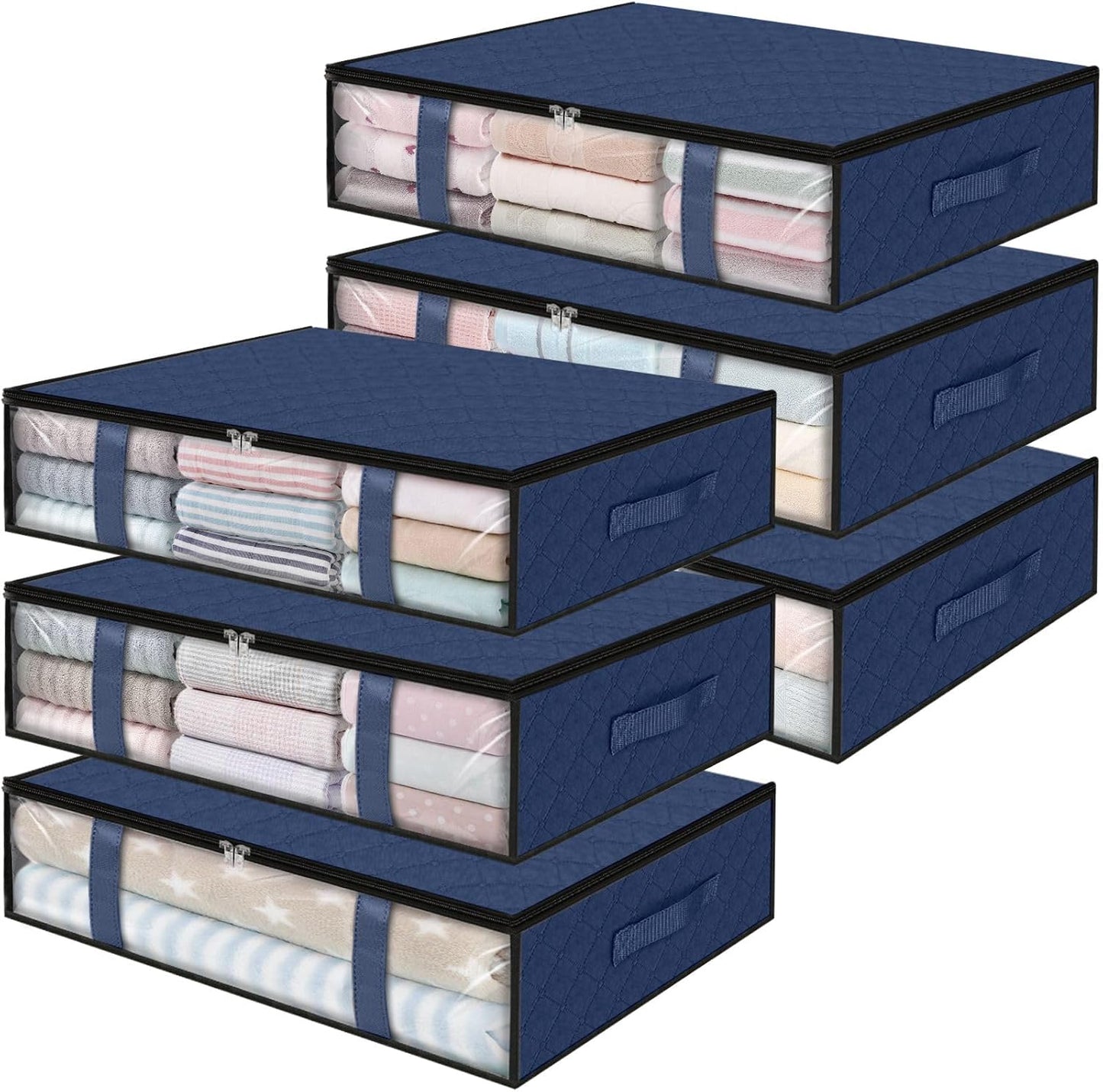 StorageRight Under Bed Storage Bags 3 Pack, 40L Large Clothes & Comforter Storage Containers with Clear Window, Breathable Fabric Organizer for Blankets, Bedding, Seasonal Clothing