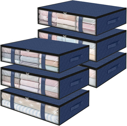 StorageRight Under Bed Storage Bags 3 Pack, 40L Large Clothes & Comforter Storage Containers with Clear Window, Breathable Fabric Organizer for Blankets, Bedding, Seasonal Clothing