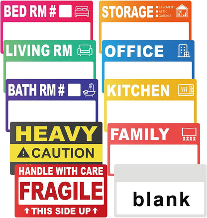 440 Count 3.5" x 2" Large Home Moving Packing Labels for 3-4 Bedroom House, 10 Color Coded Moving Stickers for Boxes with Large Writable Area, Fragile Moving Stickers +Heavy and Blank Labels