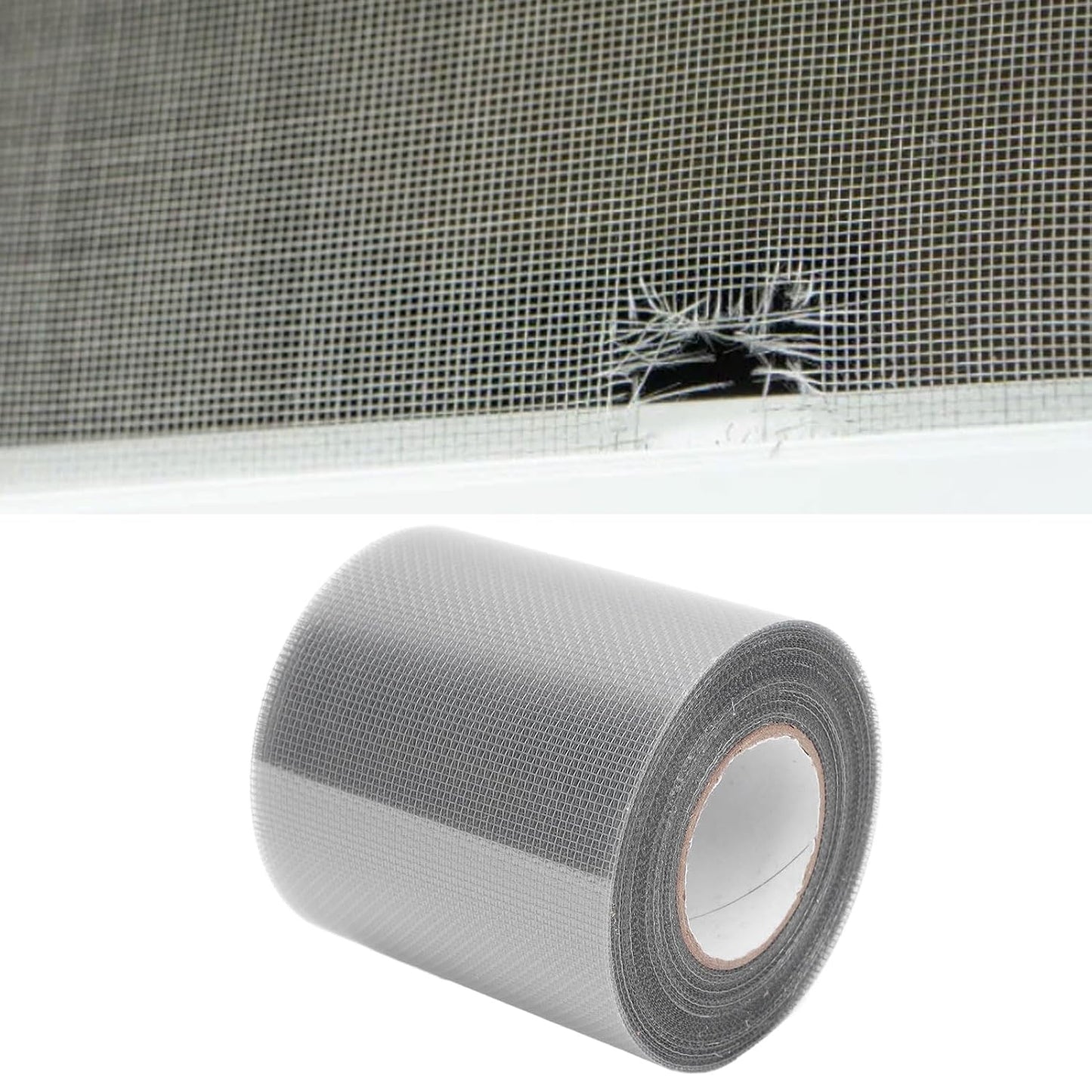 Window Screen Repair Tape, 80mmx9.15m Heavy Duty Screen Repair Kit Transparent Self Adhesive Mesh Screen Repair Patch for Window Screen and Screen Door Tears Holes (Gray)