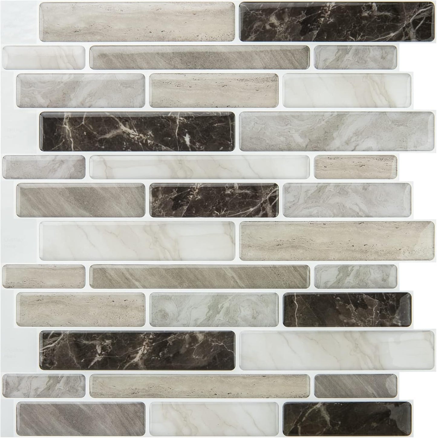 WOWSTAR 10-Sheet Peel and Stick Backsplash Tile for Kitchen, Back Splash Stick On Tiles for Kitchen Wall (Grey and Blue)