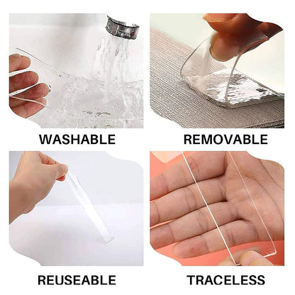Realth 2 in x 16.5 ft Double Sided Nano Tape Heavy Duty, Clear Mounting Adhesive for Concrete Walls & Textured Walls – Strong Hold, Removable, Washable, No Residue for Posters, Photos, Store Displays