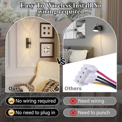 camuucci Battery Operated Wall Sconces Set of 2 Rechargeable Battery Powered Wall Light with 12000mAh Not Hardwired Dimmable Wall Lamp Fixtures for Bedroom Living Room Gold 15.3 Inches