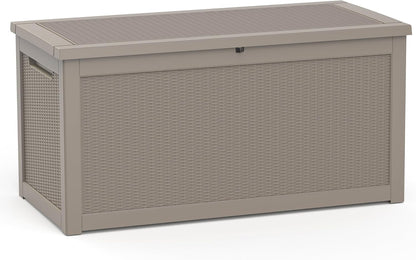 320 Gallon Waterproof Outdoor Storage Box, UV Resistant Resin Deck Box with Hydraulic Rod for Reinforced Stability, Perfect for Patio, Garden, and Pool（Black，320 Gallon）