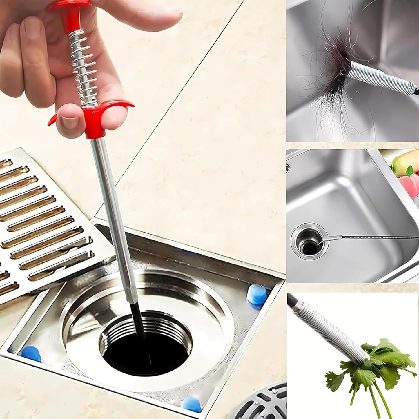 Drain Snake,79 inch Flexible Grabber Claw Pick Up Reacher Tool,Drain Clog Remover - Gutter Cleaning Tools for Home Sink, Bathroom Tub,Drain, Toilet, Tight Spaces