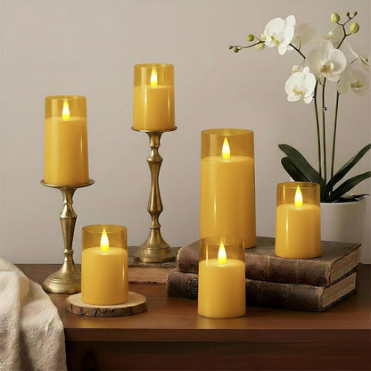 Raycare Flameless Electronic Pillar Candles with Remote Control and Timer- Battery Operated Realistic Flickering LED Fake Candle for Home, Wedding, Valentine's Day, Decor,White,Set of 2(3"x6"6")