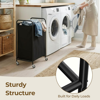 GRANNY SAYS 2 Section 130L Laundry Sorter, Large Laundry Hamper Basket with Wheels and Handles, Durable and Sturdy Rolling Cart for Laundry Room, Hotel, Bedroom, Beige