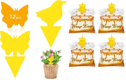 8 Pack Disposable Wasp Traps Outdoor Hanging Carpenter Bee Traps for Outside Yellow Jackets Trap Hornet Trap Wasp Catcher Bug Flies Garden
