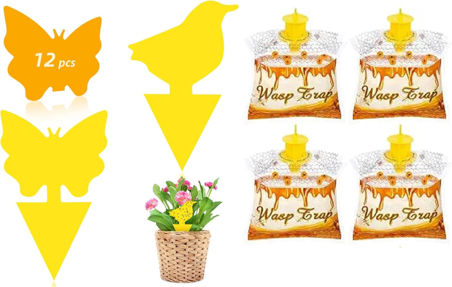 8 Pack Disposable Wasp Traps Outdoor Hanging Carpenter Bee Traps for Outside Yellow Jackets Trap Hornet Trap Wasp Catcher Bug Flies Garden